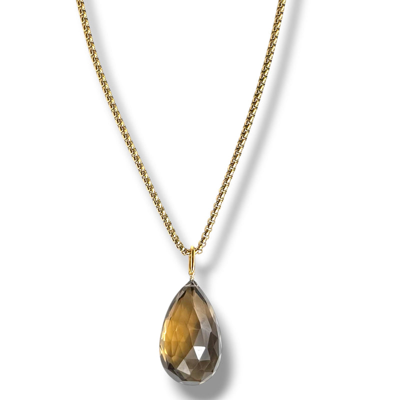 Cognac Quartz Large Drop Necklace