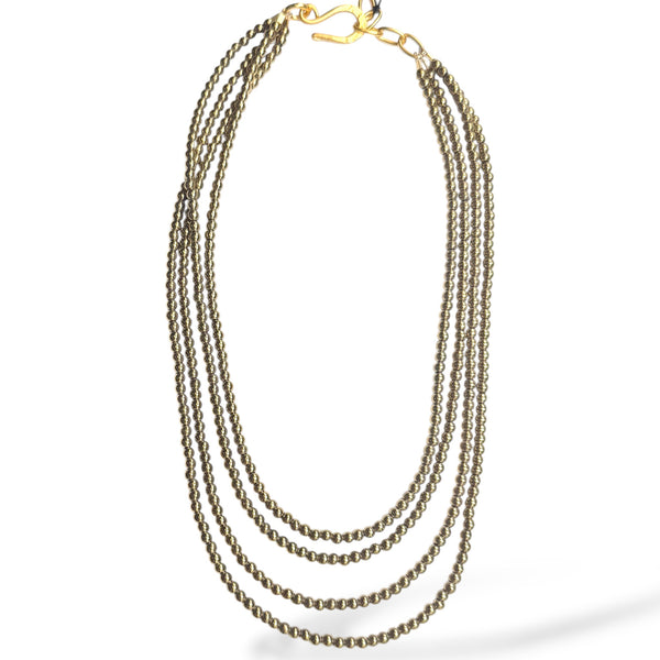 Cascading Pyrite Necklace, 4 row
