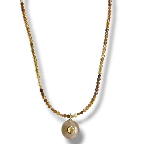 Tourmaline and Rutile Citrine Gem Necklace
