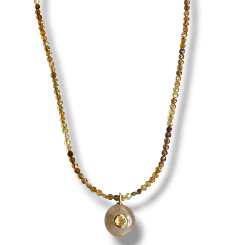 Tourmaline and Rutile Citrine Gem Necklace