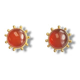 Carnelian Pinwheel Button Earring
