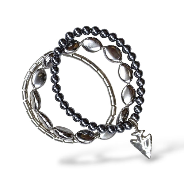 Stretch Bracelet Trio in Silver