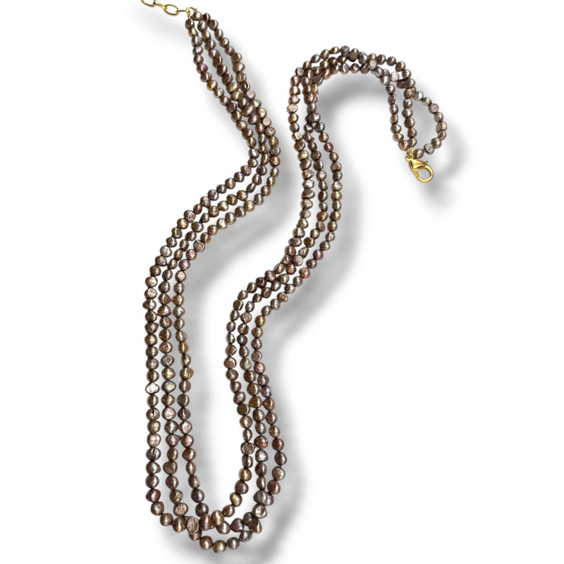 Chocolate Pearl Multi Necklace, 36”
