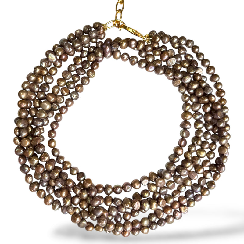 Chocolate Pearl Multi Necklace, 36”