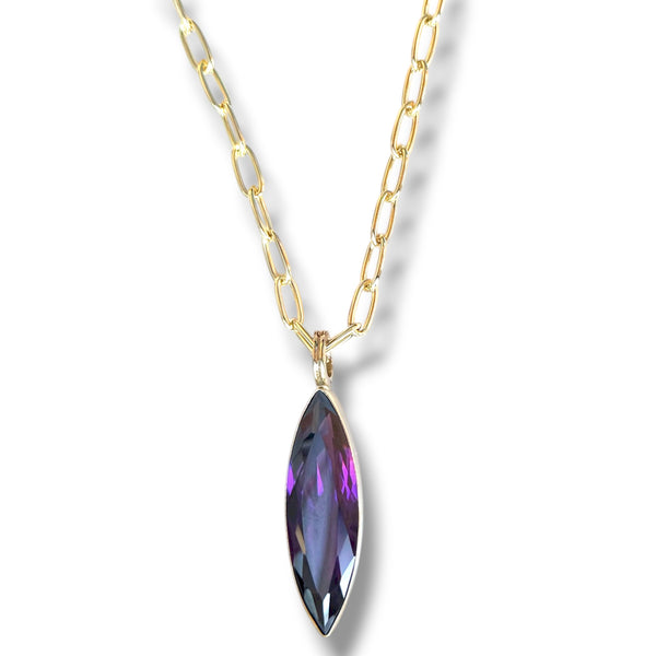 Faceted Amethyst Marquis Necklace
