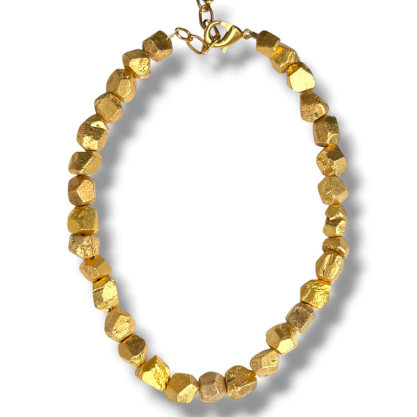 Gold Nugget Pyrite Necklace