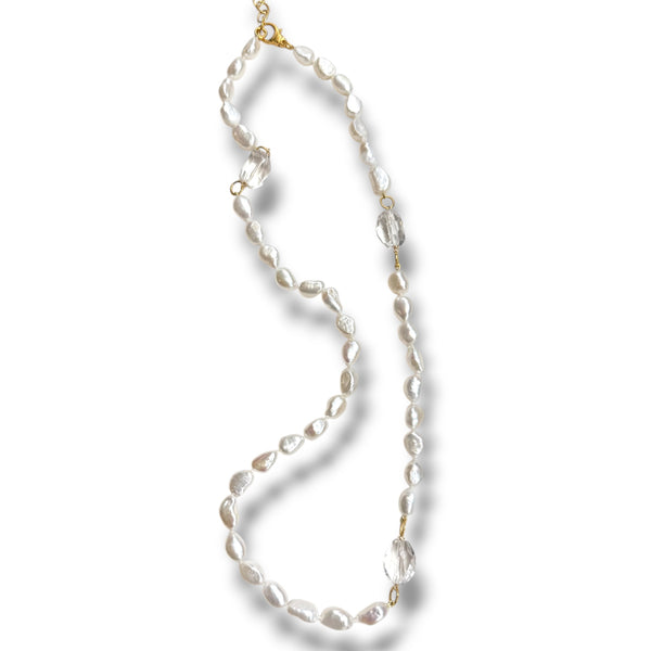 Pearl and Quartz Long Necklace