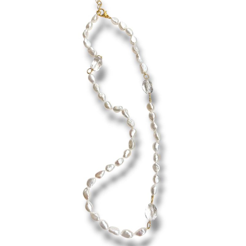 Pearl and Quartz Long Necklace