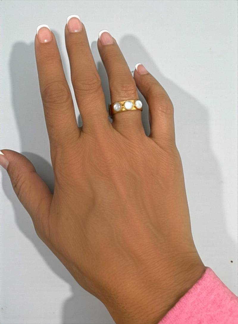 Gemstone Band Ring, adjustable