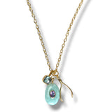 Gem and Wishbone Charm Necklace