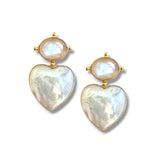Moonstone Pearl Heart Earrings