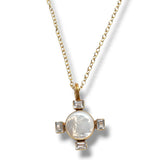 Pearl Topaz Cross Necklace