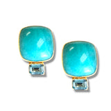 Amazonite and Blue Topaz Clip Earrings