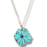 Carved Floral Turquoise Necklace