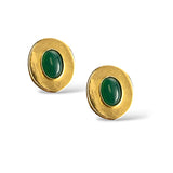 Green Onyx Button Earring