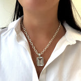 Sterling Emerald Cut Necklace