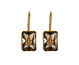 Dark Citrine Emerald Cut Earwire