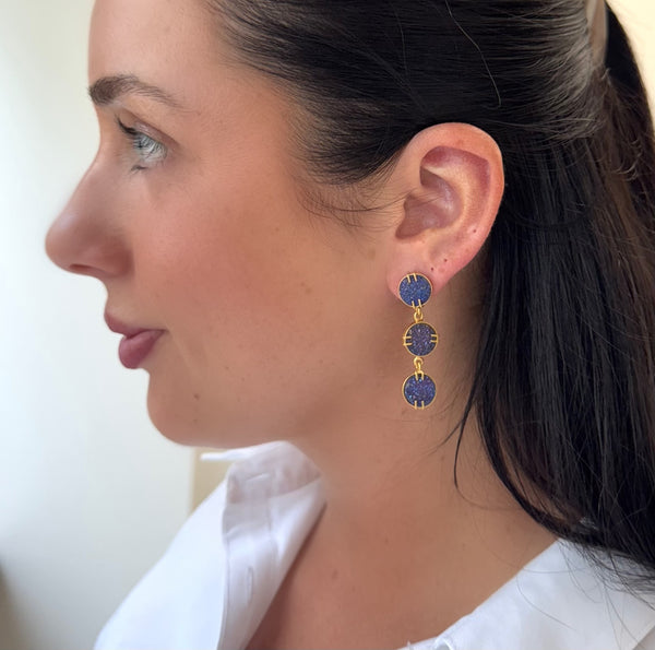 Drusy Triple Earrings