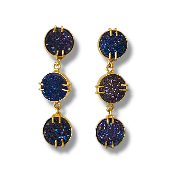 Drusy Triple Earrings