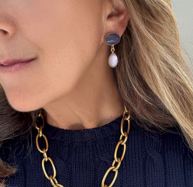 Purple Jade Doublet Earring