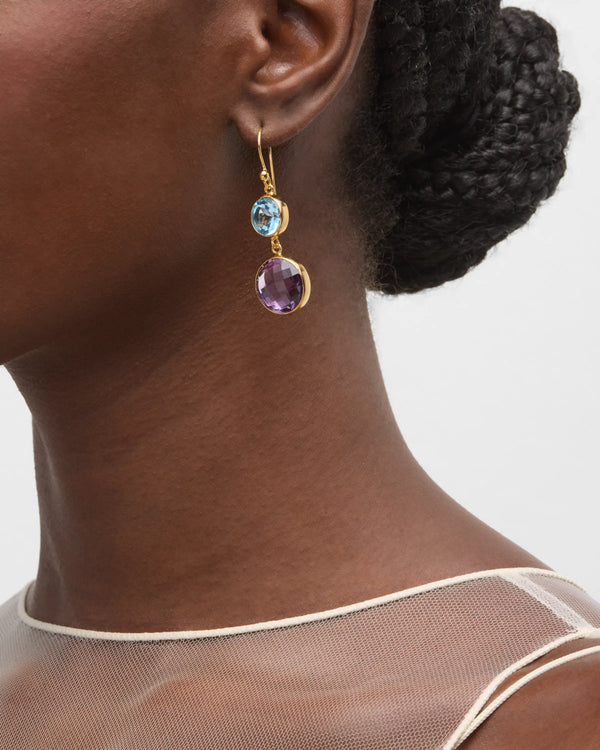 Double Drop Fine Gemstone Earring, 5 options