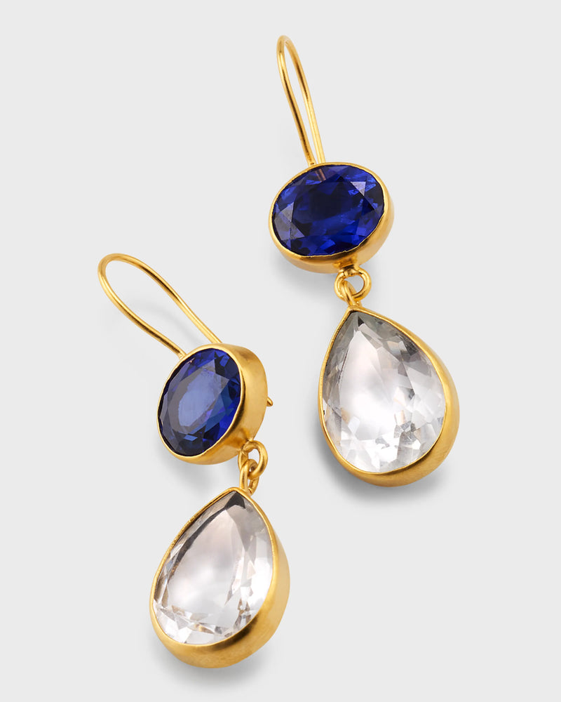 Sapphire and Quartz Drop Earring