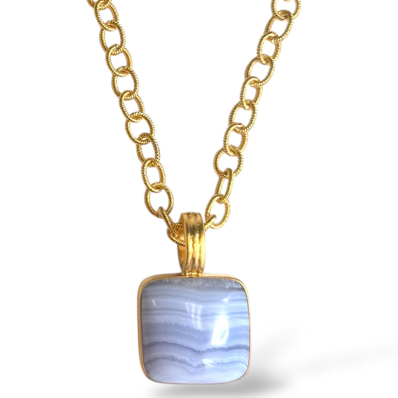 Blue Lace Agate Cushion Necklace