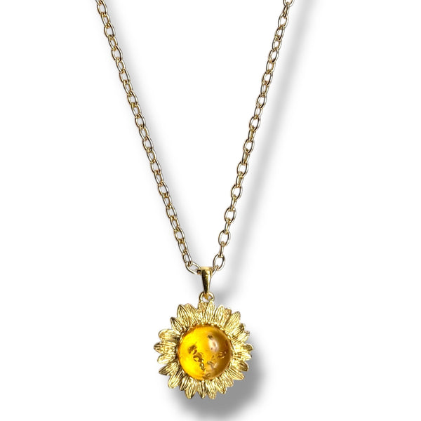 Amber Sunflower Necklace