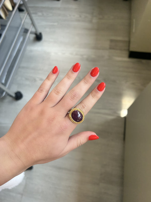 DMD Fine - Ruby Pinwheel Bead Ring