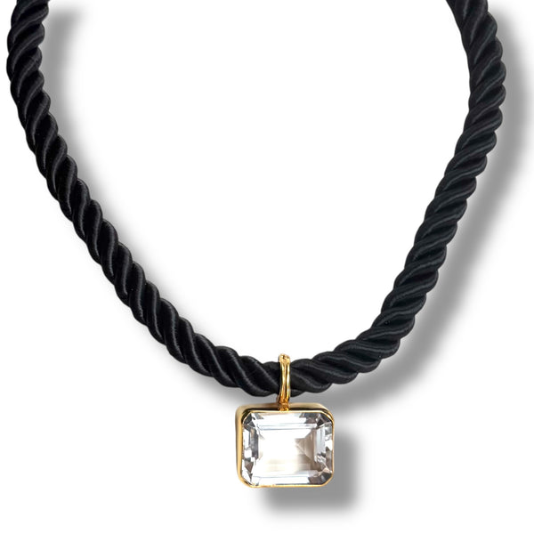 Emerald Cut Quartz Rope Necklace