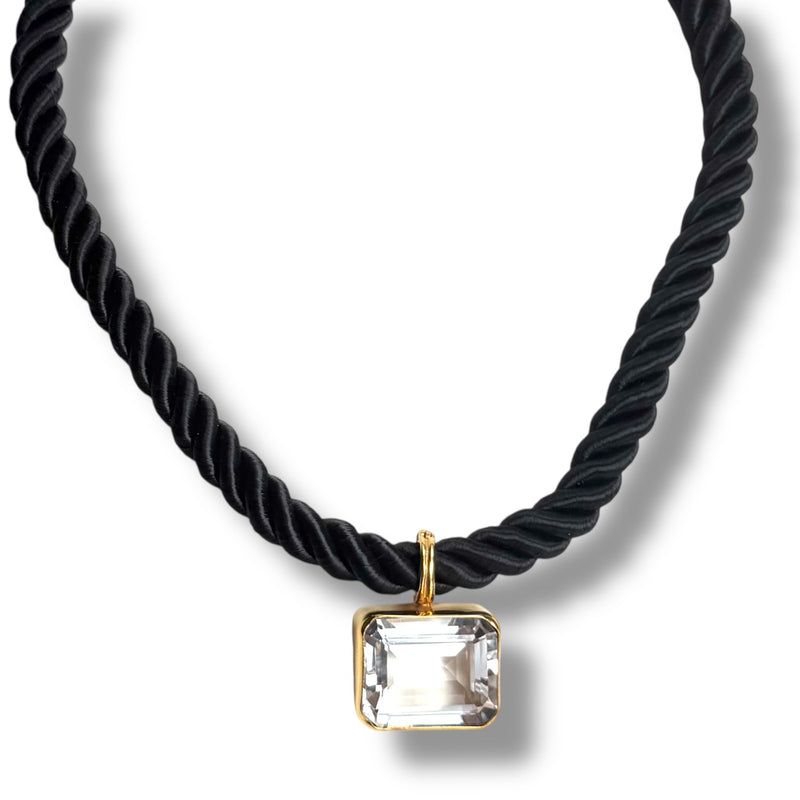 Emerald Cut Quartz Rope Necklace