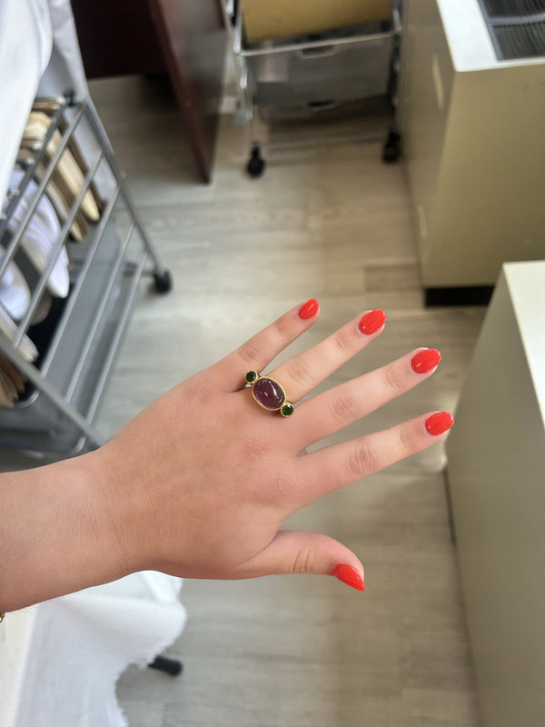 DMD Fine - Pink Tourmaline & Chrome Diopside Ring