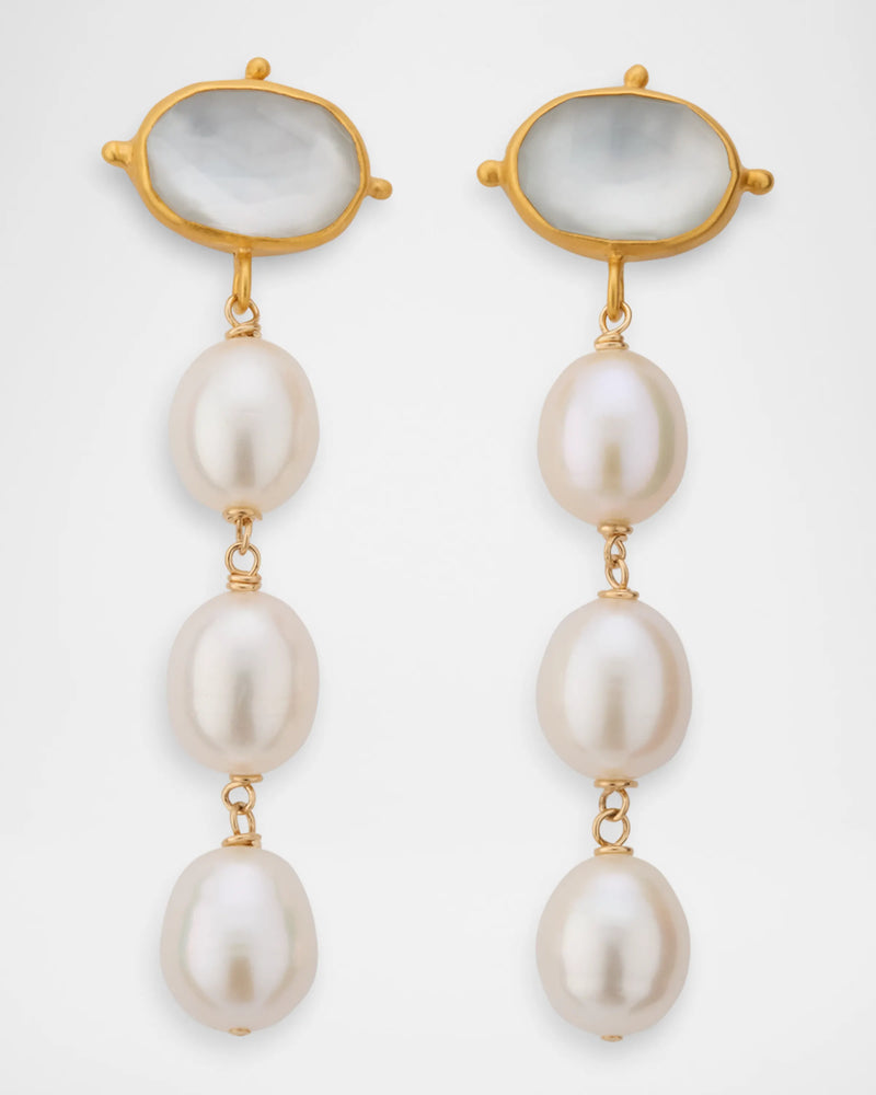 Triple Pearl Drop Earring