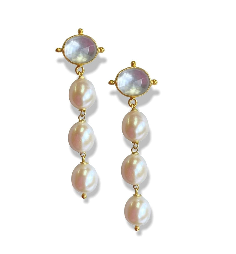 Triple Pearl Drop Earring