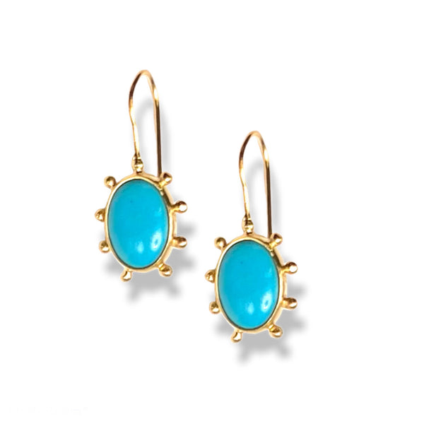 Natural Turquoise Pinwheel Earrings