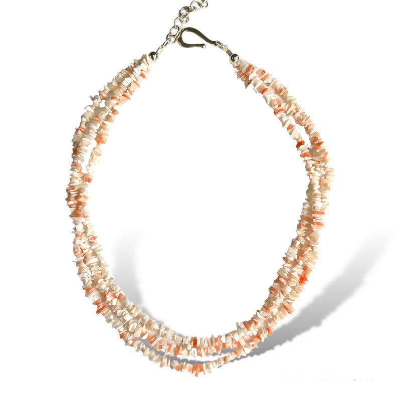 Coral Chip Triple Necklace