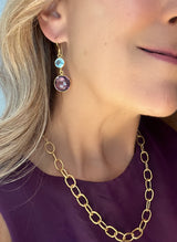 Double Drop Fine Gemstone Earring, 5 options