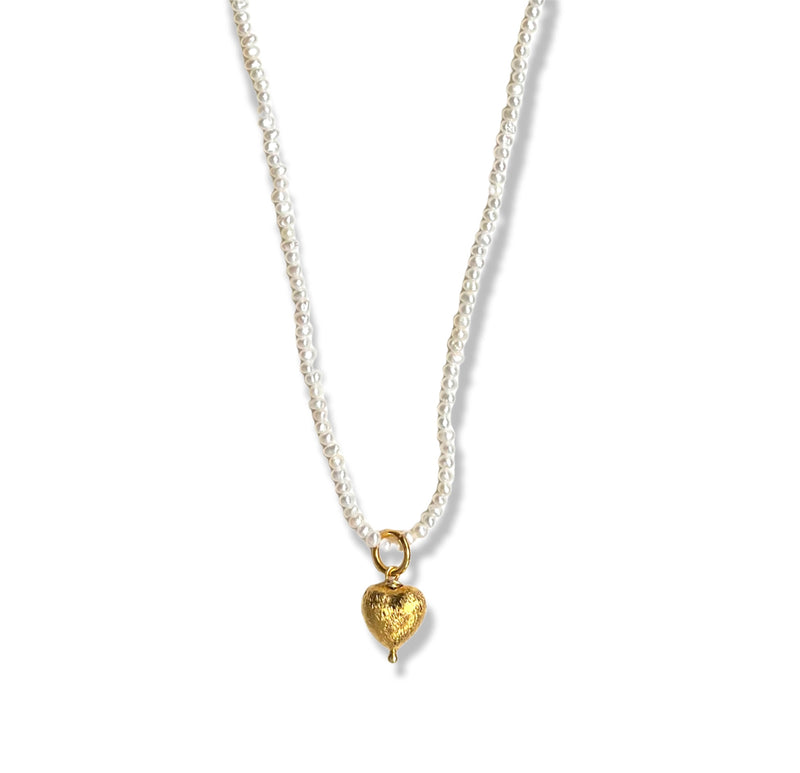 Petite Pearl Heart Necklace
