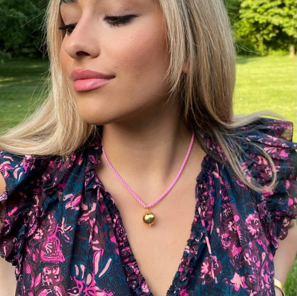 Enamel Ball and Chain Necklace