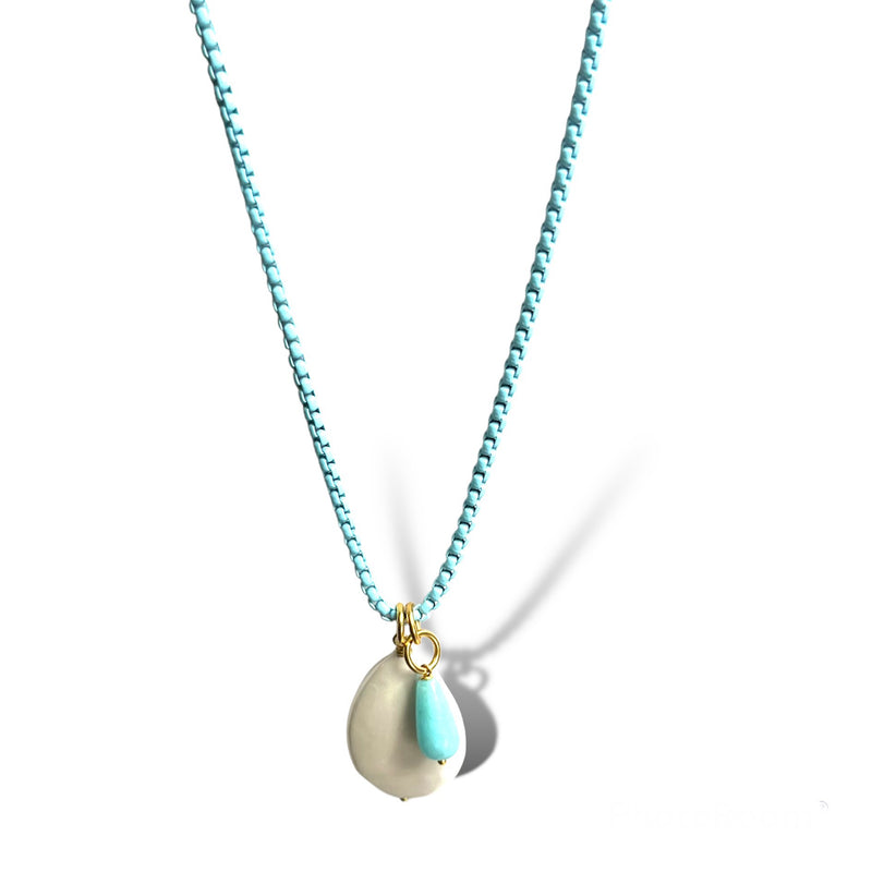 Enamel Pearl Amazonite Necklace