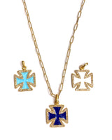 Diamond Enamel Cross Necklace