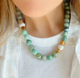 Pale Chrysocolla Pearl Necklace