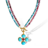 Turquoise Ruby Floral Necklace