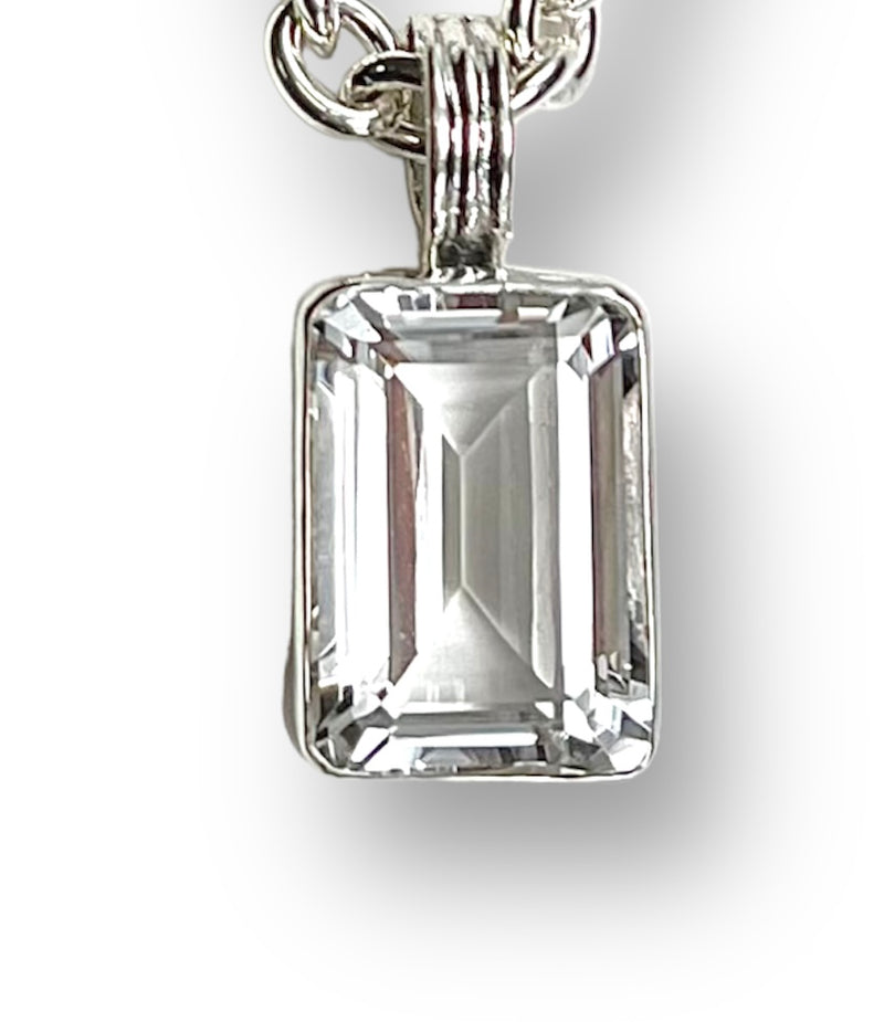Sterling Silver Emerald Cut Necklace