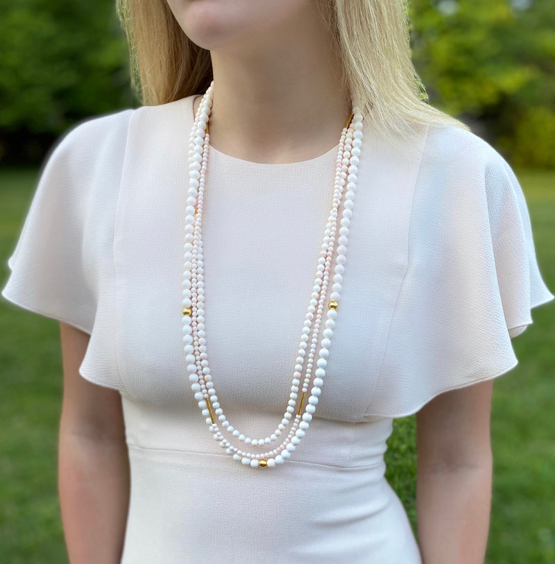 Model wearing Blush Shell 36" Necklace