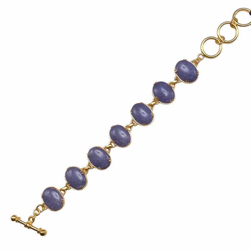 Purple Jade Cabochon Toggle Bracelet