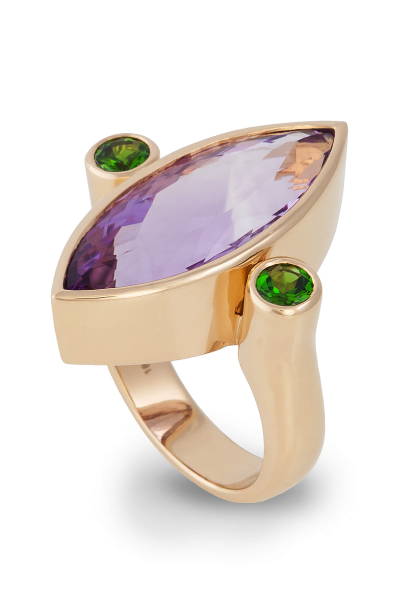 DMD Fine- Amethyst and Chrome Diopside Ring