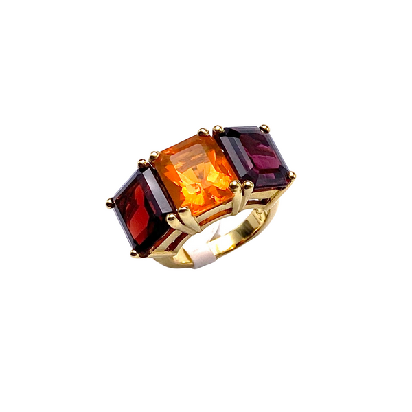 Three stone ring, Fire Opal