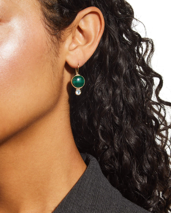 Malachite and Blue Topaz Middle Earring