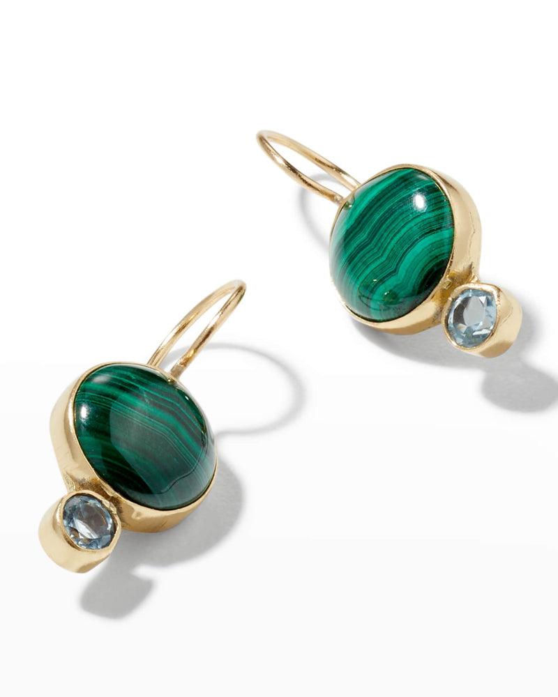 Malachite and Blue Topaz Middle Earring